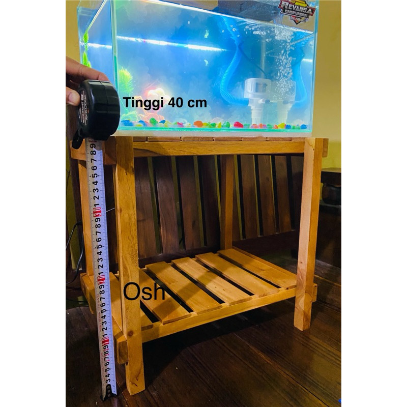 Rak /Meja Aquarium Susun 2 Tingkat Ukuran 40x30 & 40x60 cm Bahan Kayu Mahoni