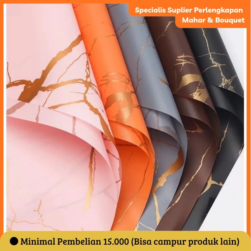 KERTAS BUKET FLOWER WRAPING GOLD MARBLE CELLOPHANE / KERTAS CELLOPHANE BAHAN BUKET MOTIF MARMER
