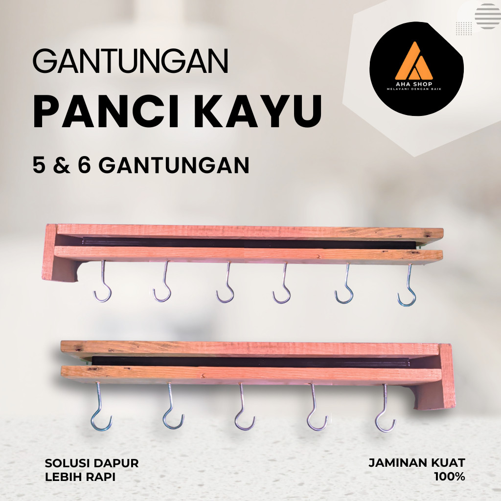 Gantungan Panci Rel Tarik Dorong bawah dapur Kayu jati 
 (Harga termurah)