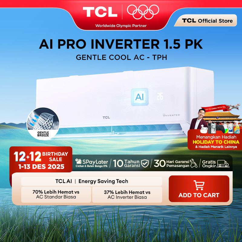 TCL AC Inverter 1.5 PK - Gentle Breeze - Healthy Filter - Hemat Listrik - Anti Bising - Cepat Dingin