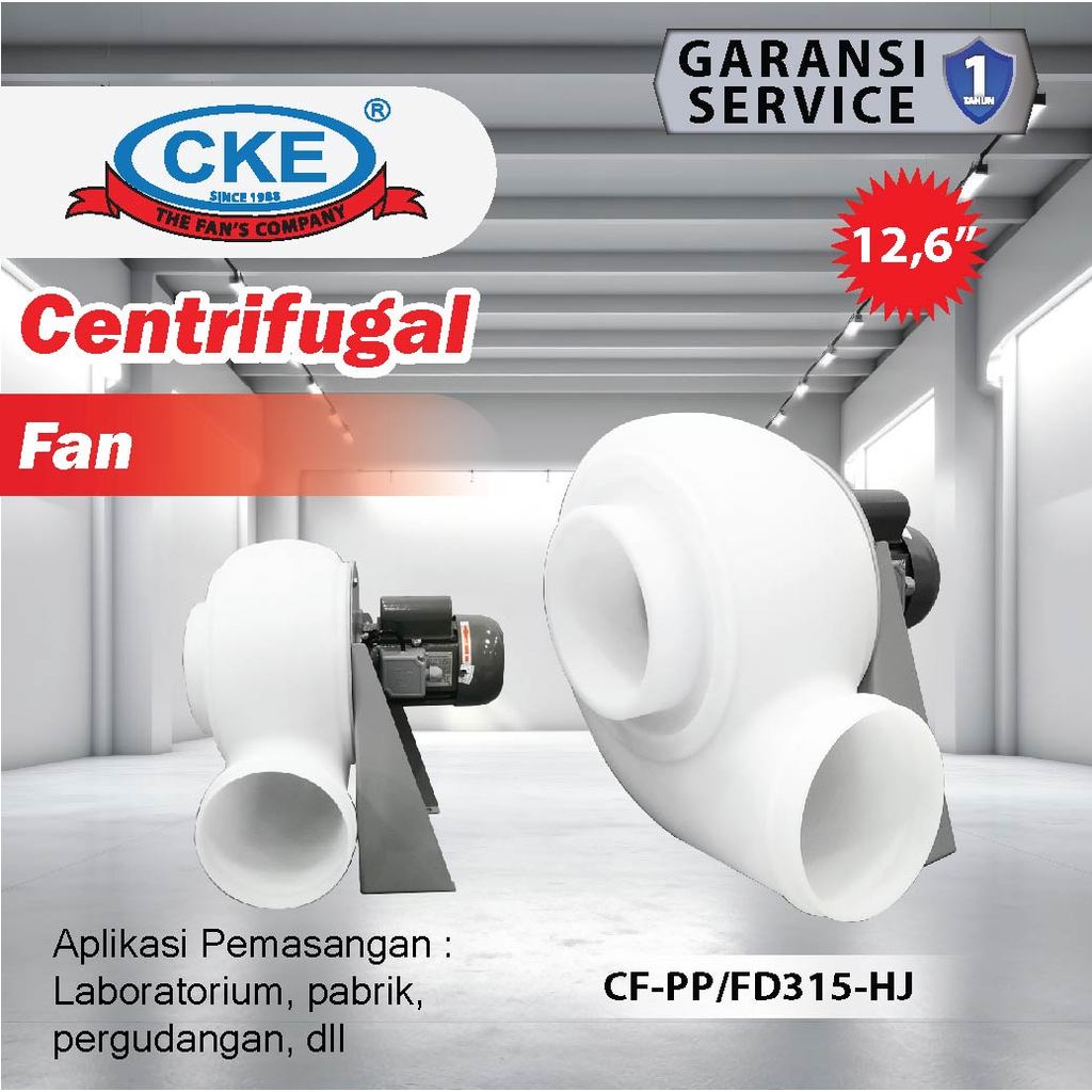 Centrifugal Fan PP Plastik 12.6" Blower Keong Blower Lemari Asam