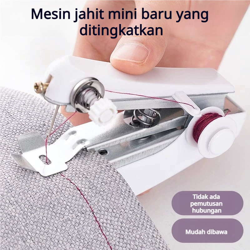 Mesin jahit mini manual portabel, alat jahit genggam yang mudah digunakan di rumah, mesin jahit keci