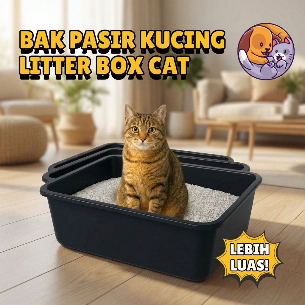 Litter Box Kotak Bak Pasir Kucing Jumbo – Tempat Pup Kucing Plastik