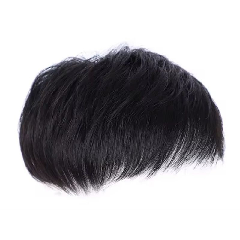 Toupee Wig pria pendek Rambut palsu penutup Botak