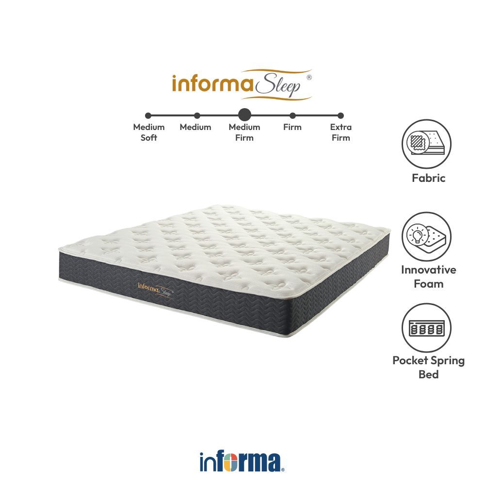 Informa Sleep 120x200x20 cm Cusco-2 Kasur Pocket Springbed In Box - Putih Tempat Tidur Matras Mattre