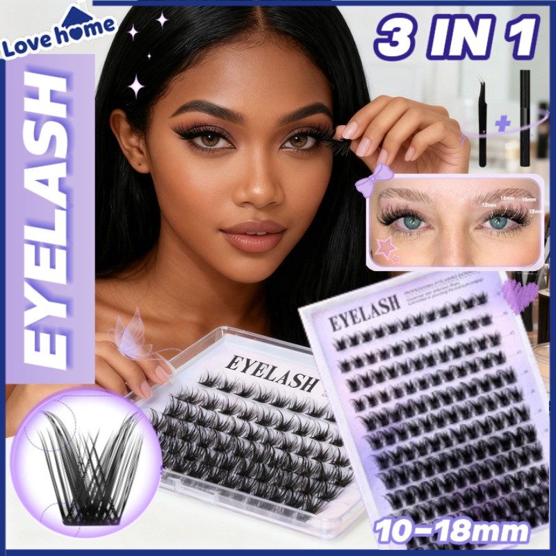 3 in 1 Paket Eyelash Extension/10-18mm Bulu Mata Palsu Tanpa Lem/Bulu Mata Palsu Klasik Dalam Ukuran