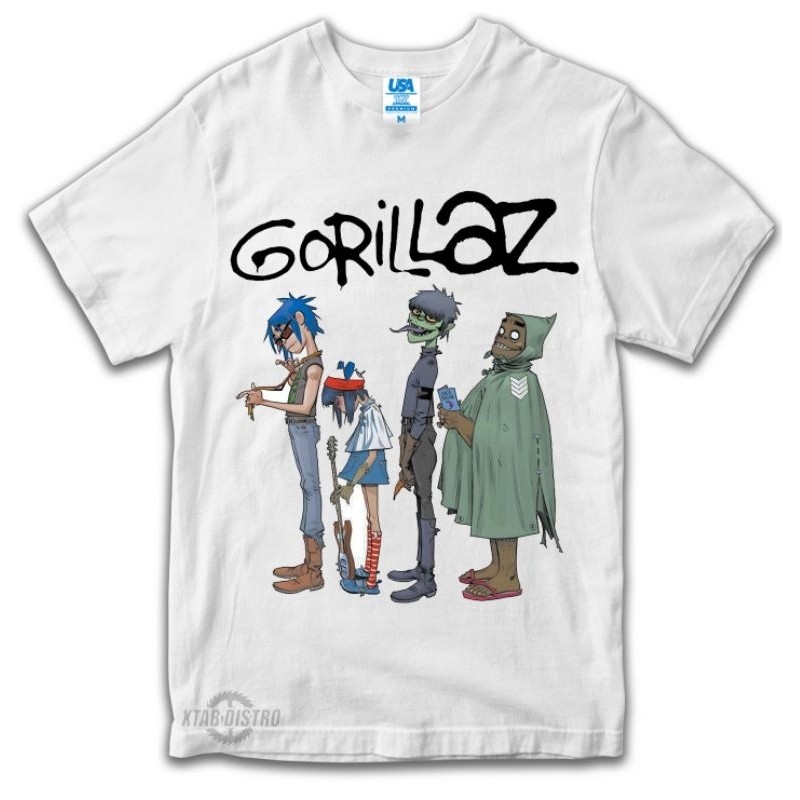 Kaos band GORILLAZ PUTIH - CLINT EASTWOOD Premium tshirt gorillaz