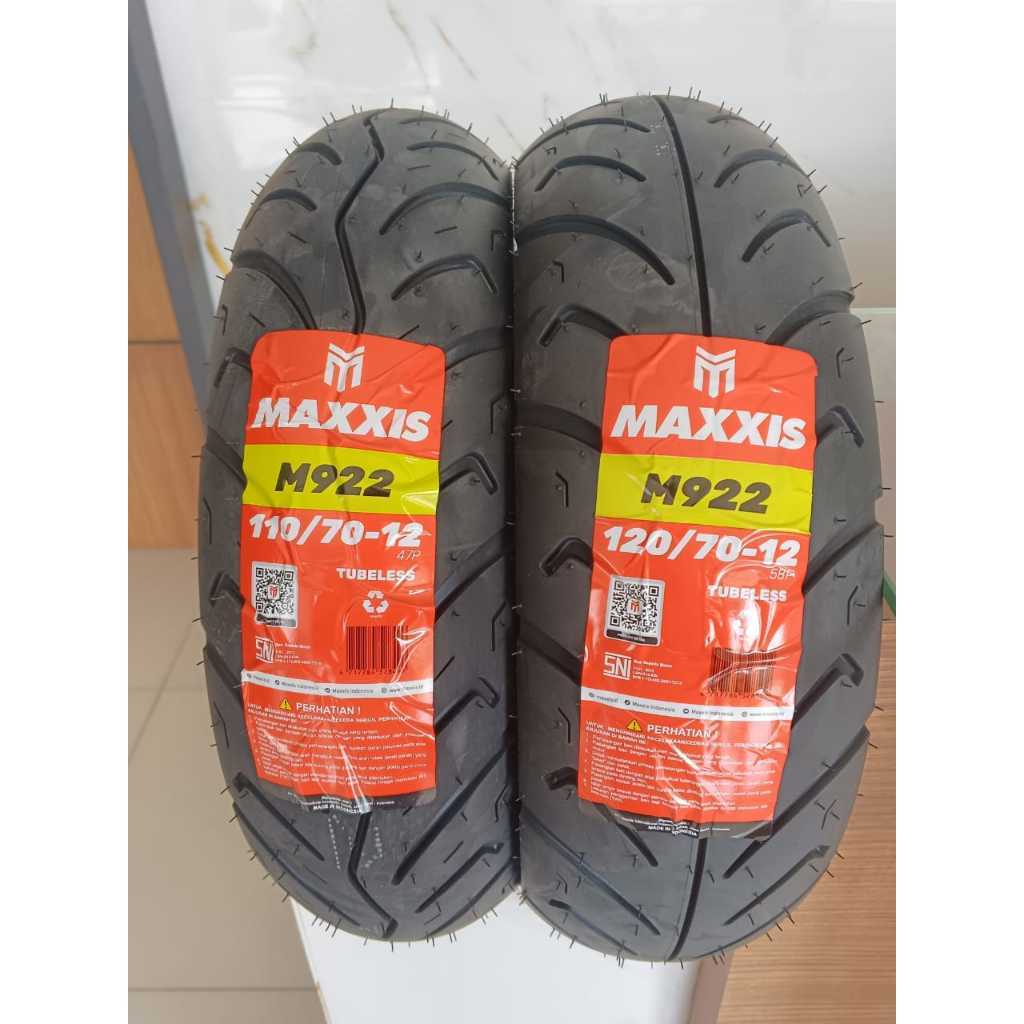 Paket / Satuan Ban Vespa Ring 12 110/70 120/70 Maxxis M922 Tubeless Vespa Matc Sprint , Super , GTS