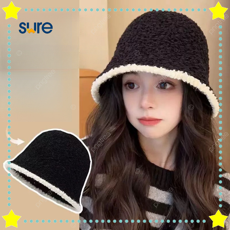 Topi Ember Tebal Gaya Chanel Musim Gugur Musim Dingin untuk Wanita, Topi Serbaguna, Topi Ember Pelan