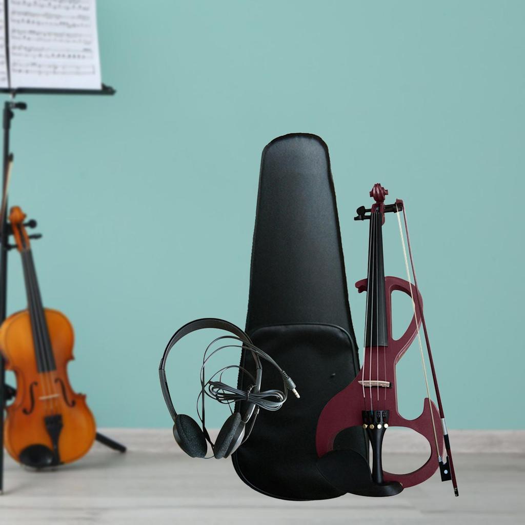 Electric Violin with Violin Accessories and Violin Bow Solid Wood Silent Electric Violin with Hard C