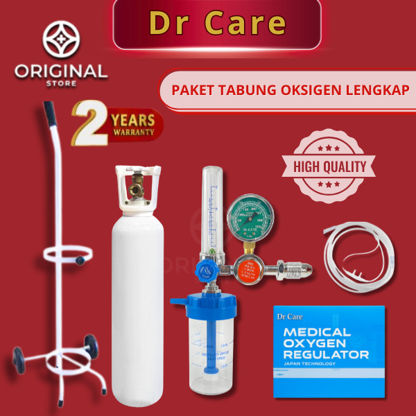 Tabung Oksigen 1m³ Komplit Trolly + Regulator Oksigen Lengkap Alat Medis Klinik Rumah Onemed