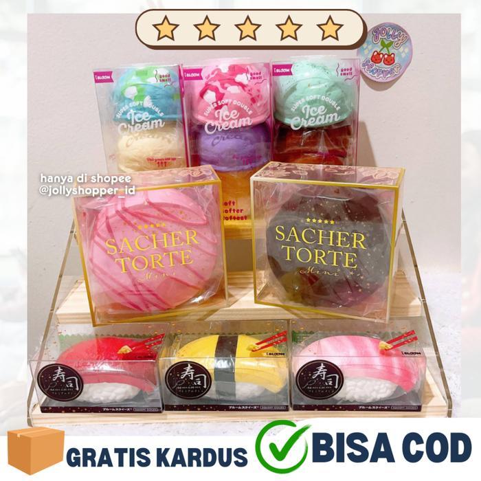 [READY STOCK] IBloom Squishy Terbaru Edisi Juli / Soft Double Ice Cream / Sushi / Sacher Torte Mini 