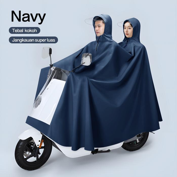 Jas Hujan Wanita Dan Pria air Jas hujan sepeda motor Jas hujan untuk dua orang - Jas Hujan02-Navy