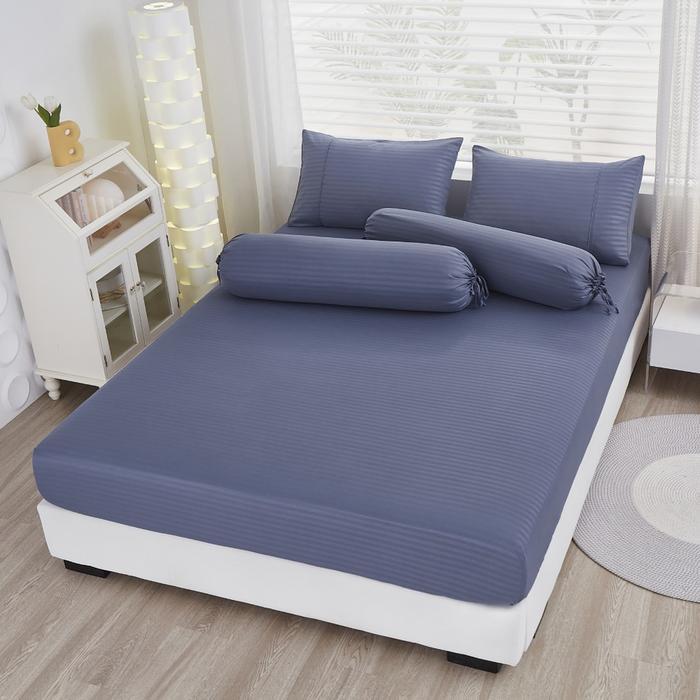 Informa 100X200 cm Set 3 Pcs Seprai Single Microfiber Emboss - Biru Sarung Kasur Alas Tidur Pelapis 