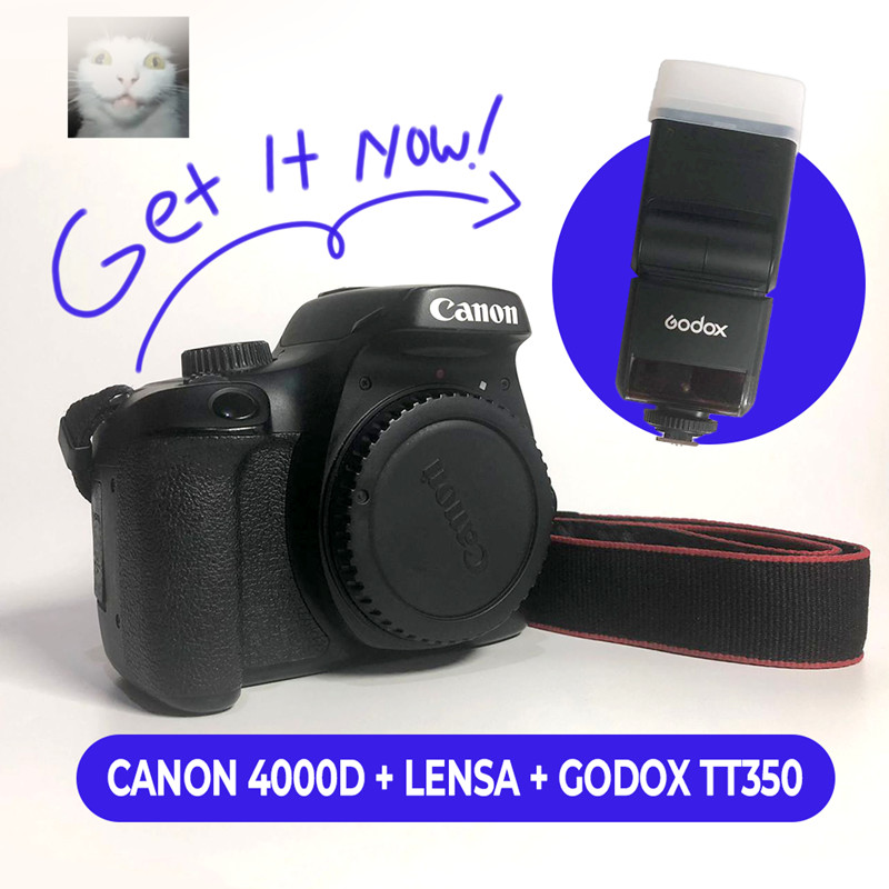 Kamera  Canon 4000D + Lensa  EFS 18-55mm + Godox TT350, second