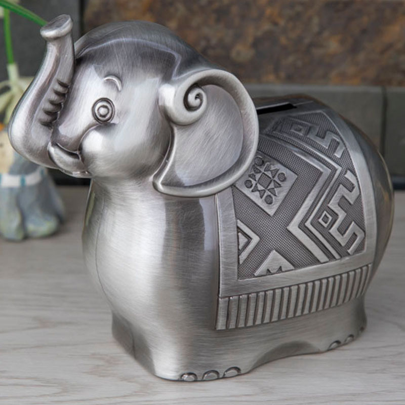 Cute Alloy Elephant Piggy Bank Coin Saving Money Box Animal Cartoon Coin Jar Kids Coin Piggy Bank To