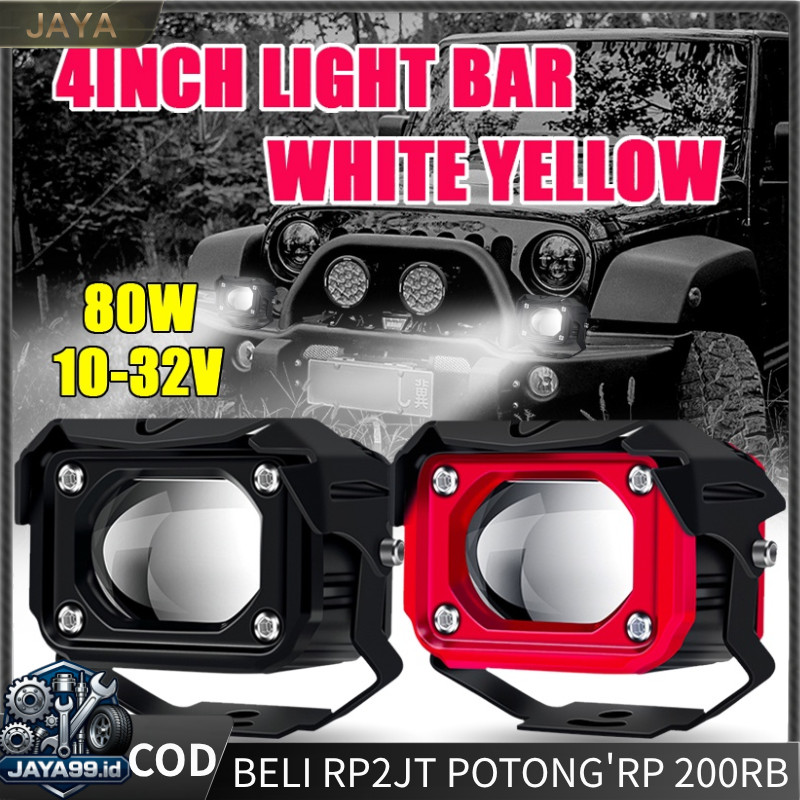 [COD] JAYA 2PC Lampu Tembak Laser D2 Led 50 Watt 12-85V 2 Warna Putih Kuning Superbright Lampu kabut