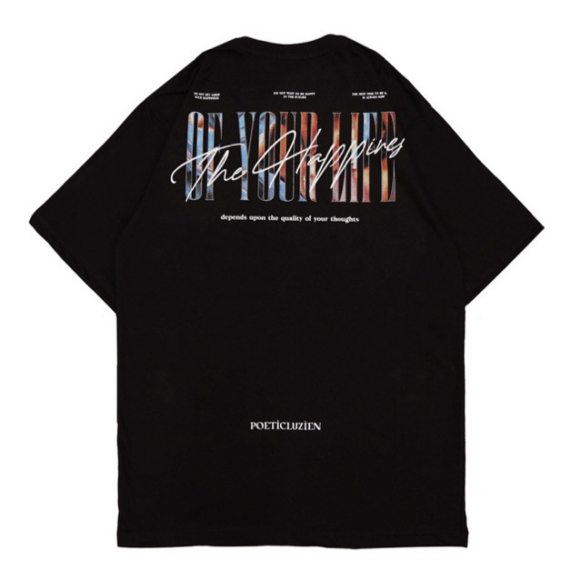 Poeticluzien Black T-Shirt Happiness