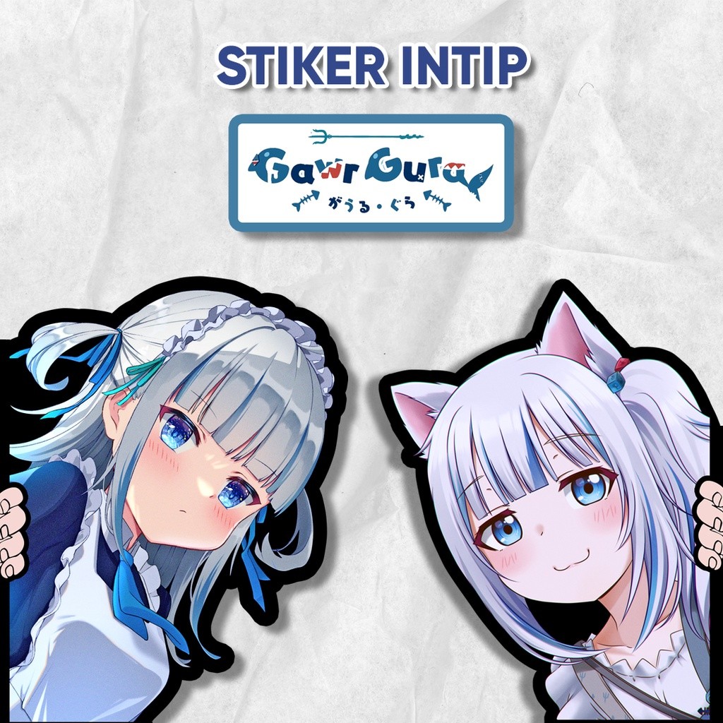 Stiker Gawr Gura Intip Samping Hololive Vtuber Anime Sticker Waterproof