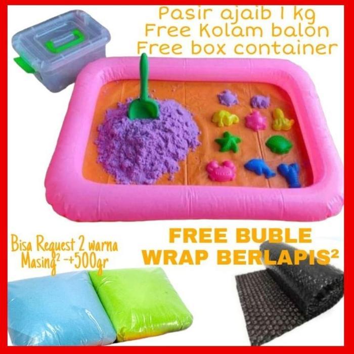 qerey store pasir mainan anak 1 kg reffil satu set + pasir ajaib - satu set pasir, pasir ungu