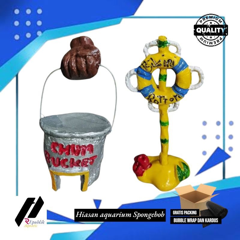 Hiasan aquarium spongebob / rumah chum bucket / bikini botton / hiasan aquarium / hiasan Spongebob