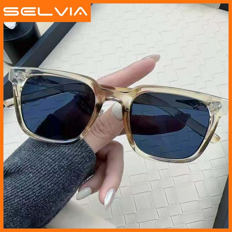 SELVIA Kacamata matahari Bingkai coklat transparan Lensa abu-abu Wanita / Kacamata matahari Fashion 