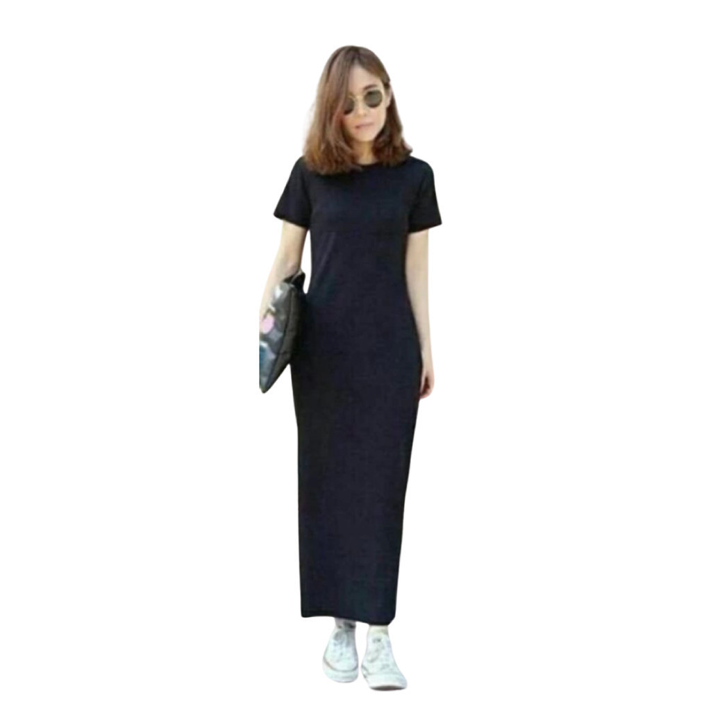 Fiola Dress Wanita Polos Panjang