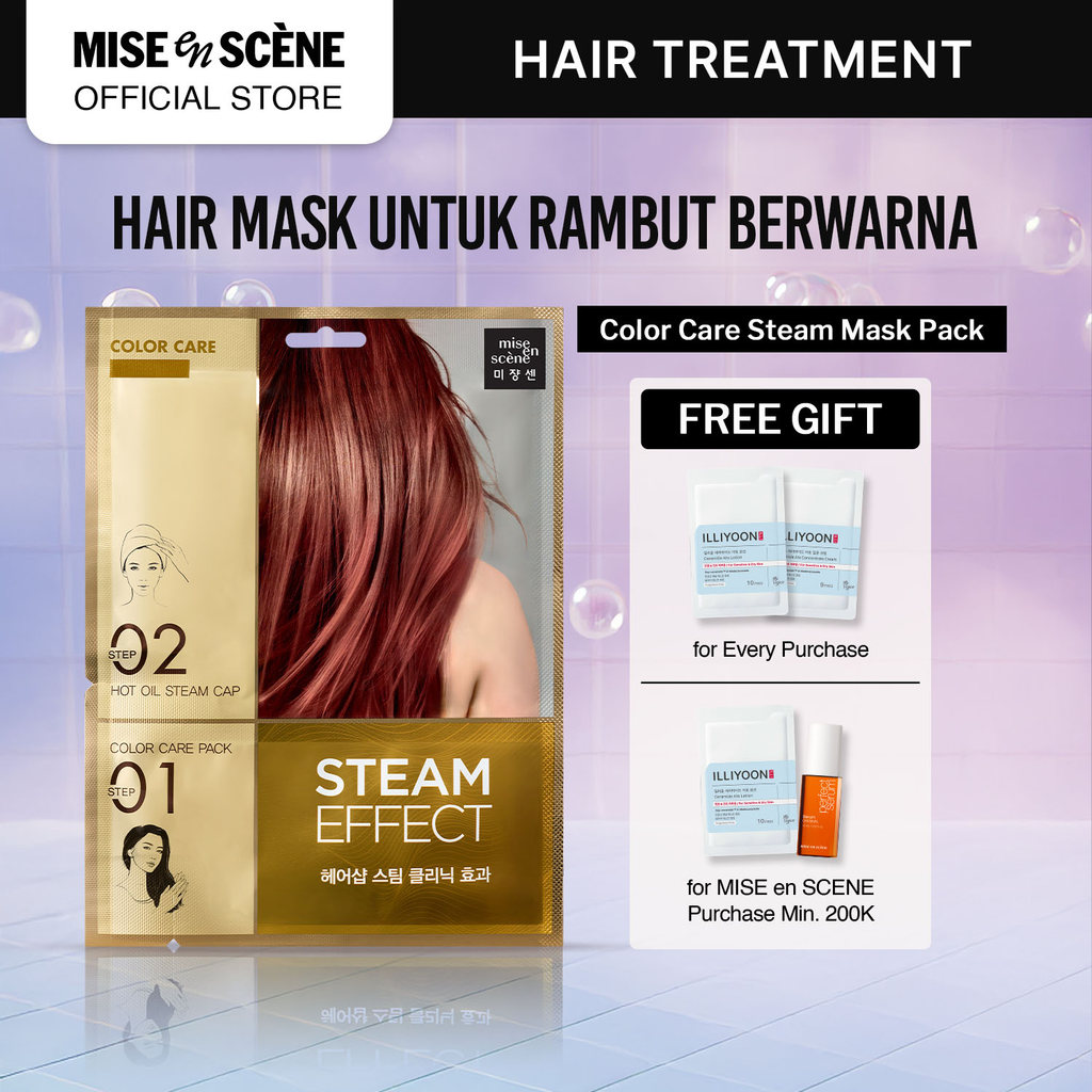 mise en scene Color Care Steam Mask Pack - Masker Rambut - Menjaga Warna dan Mengembalikan Kilau Ram