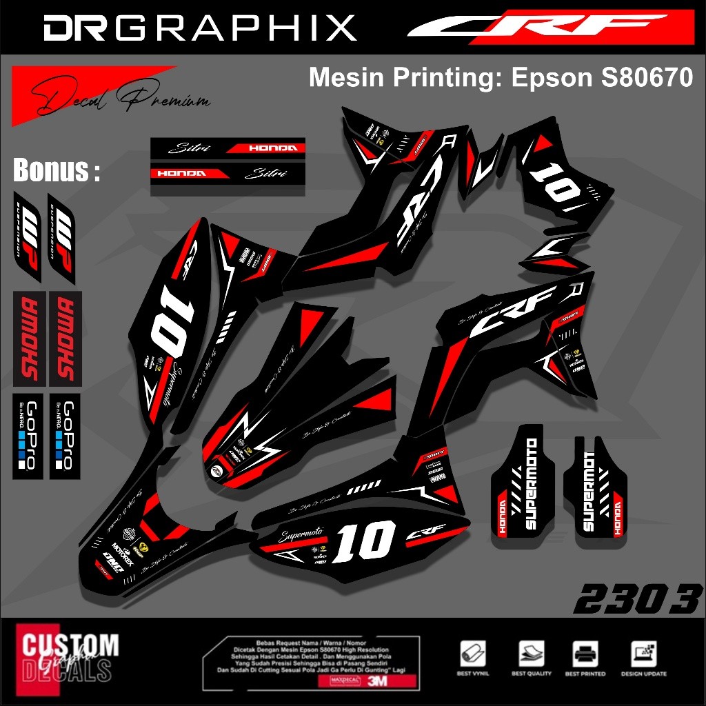 Decal Crf Hitam Merah Full Body Decal Crf Supermoto Full Body Decal