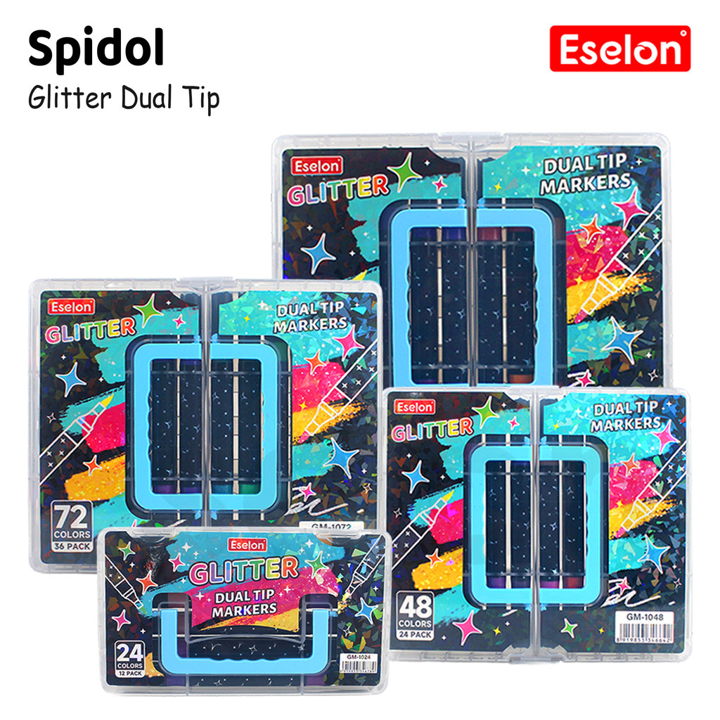 SpidoL Glitter Double Tip Set  / Spidol Warna Glitter Dual Tip Watercolor