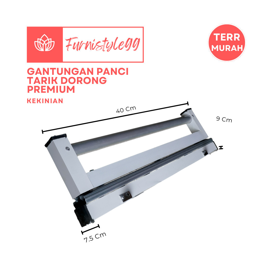 Gantungan Panci Aluminium Tarik 8 Hook Rak Gantung Dapur Serbaguna