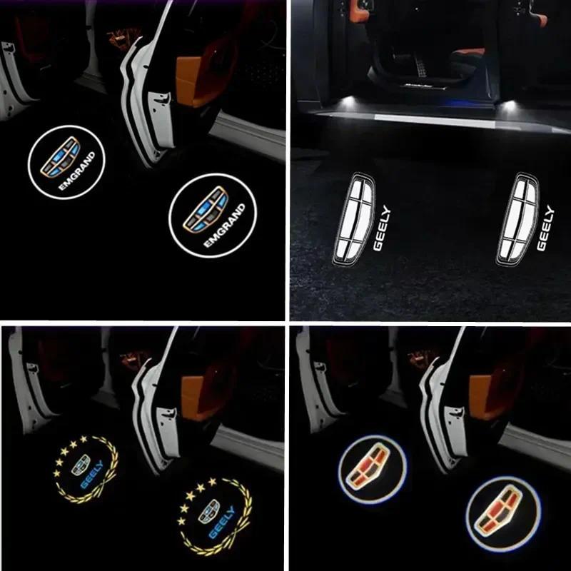 2PCS For GEELY Atlas OEM LED Car Welcome Light Door Logo Courtesy Lamp Projector Light for Geely Emg