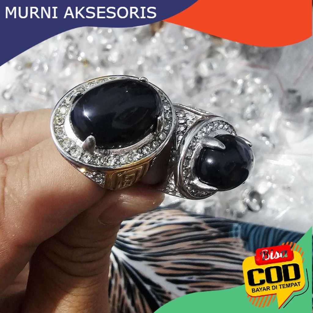 Murni Aksesoris. Cincin Batu Akik Kecubung Wulung Hitam akan terlihat Ungu Violet saat disenter caha