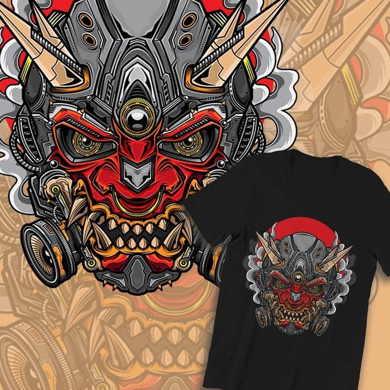Kaos distro premium - Oni cyborg japanese style