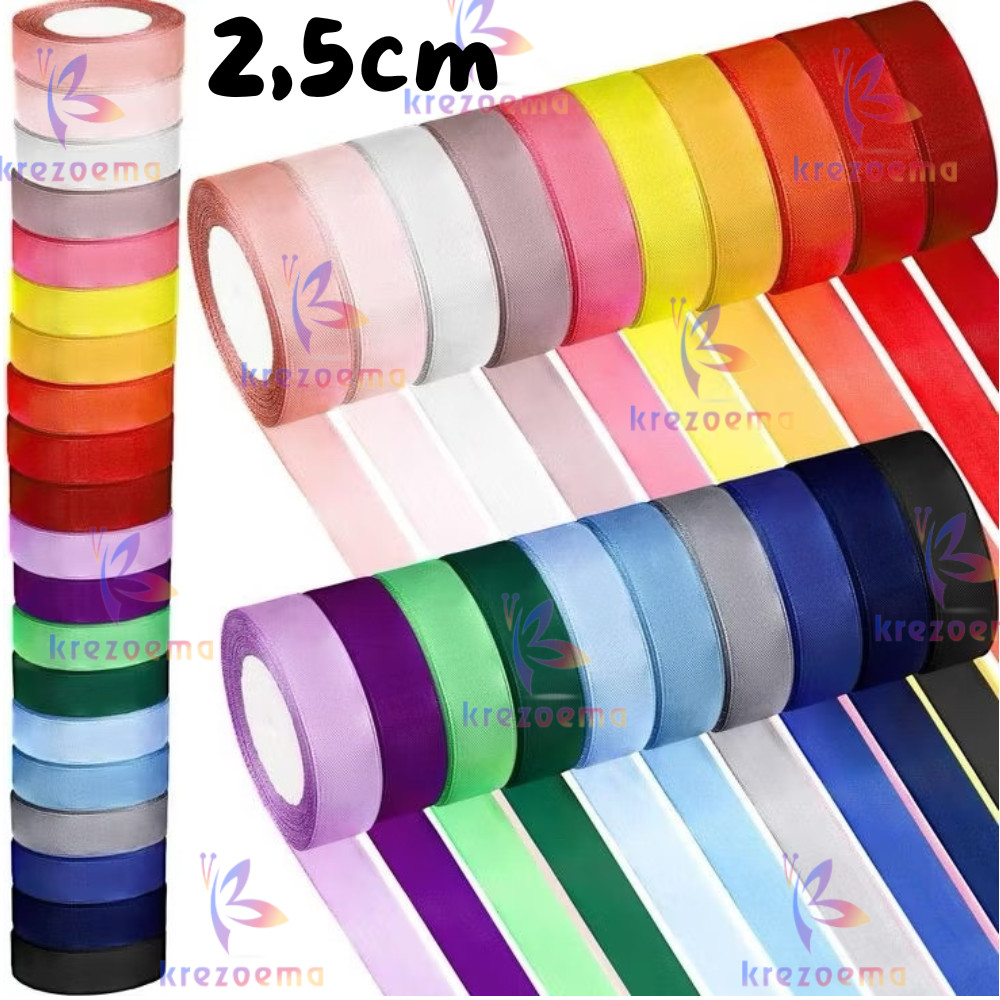 Pita satin 2.5cm Pita Satin 1 inch 20yard banyak variasi warna