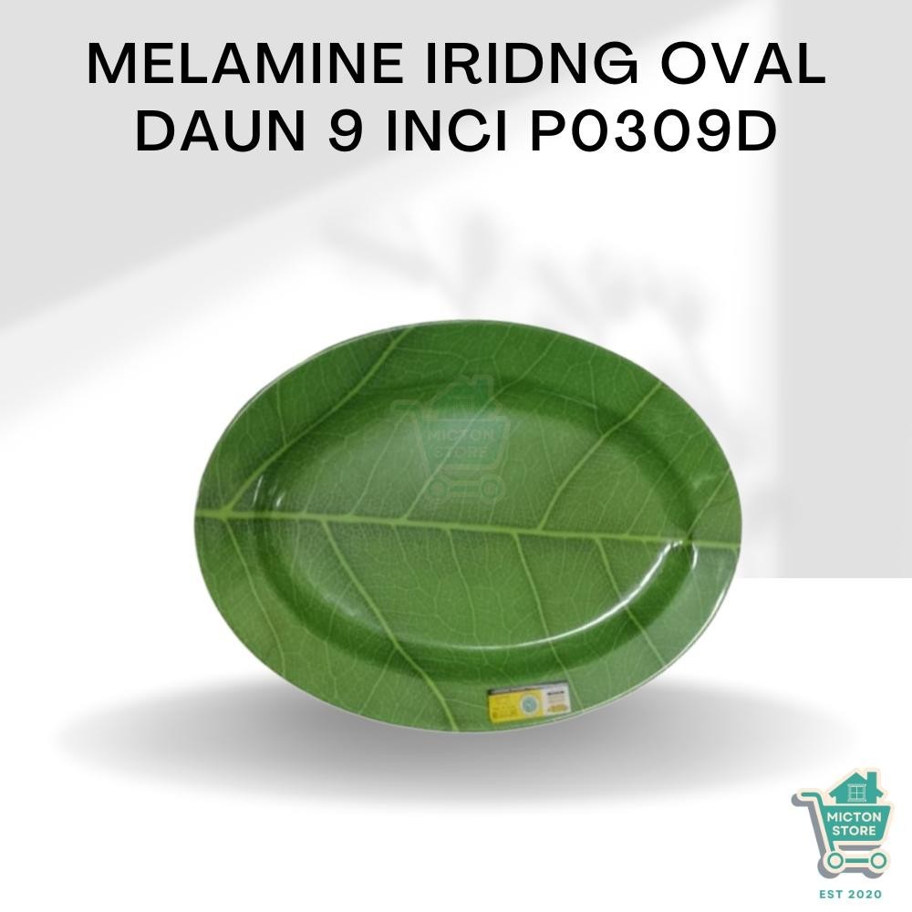 TOPTON Premium Melamine Piring Oval Daun 9 Inchi P0309D Piring Lonjong Daun Melamine Piring Oval Mot