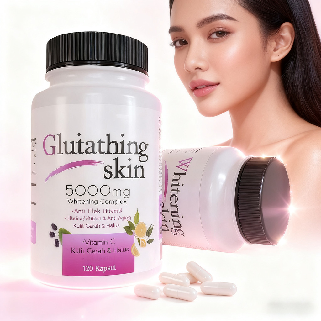 Kapsul Glutathione 5000mg - Putihkan Kulit, Hilangkan Flek Hitam, Anti Aging - 120 Kapsul CO3098