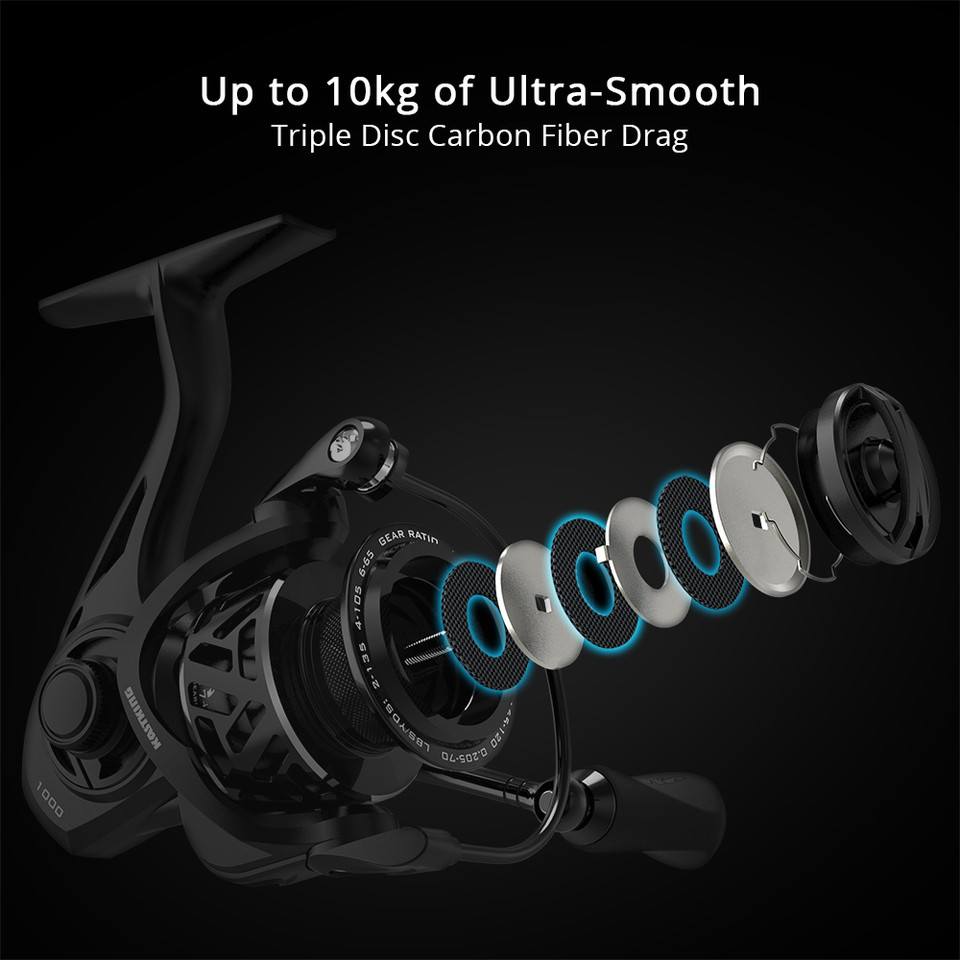 KastKing Zephyr Light Weight Spinning Fishing Reel 7+1Ball Bearings 10 kg Drag Carbon Fiber Drag for
