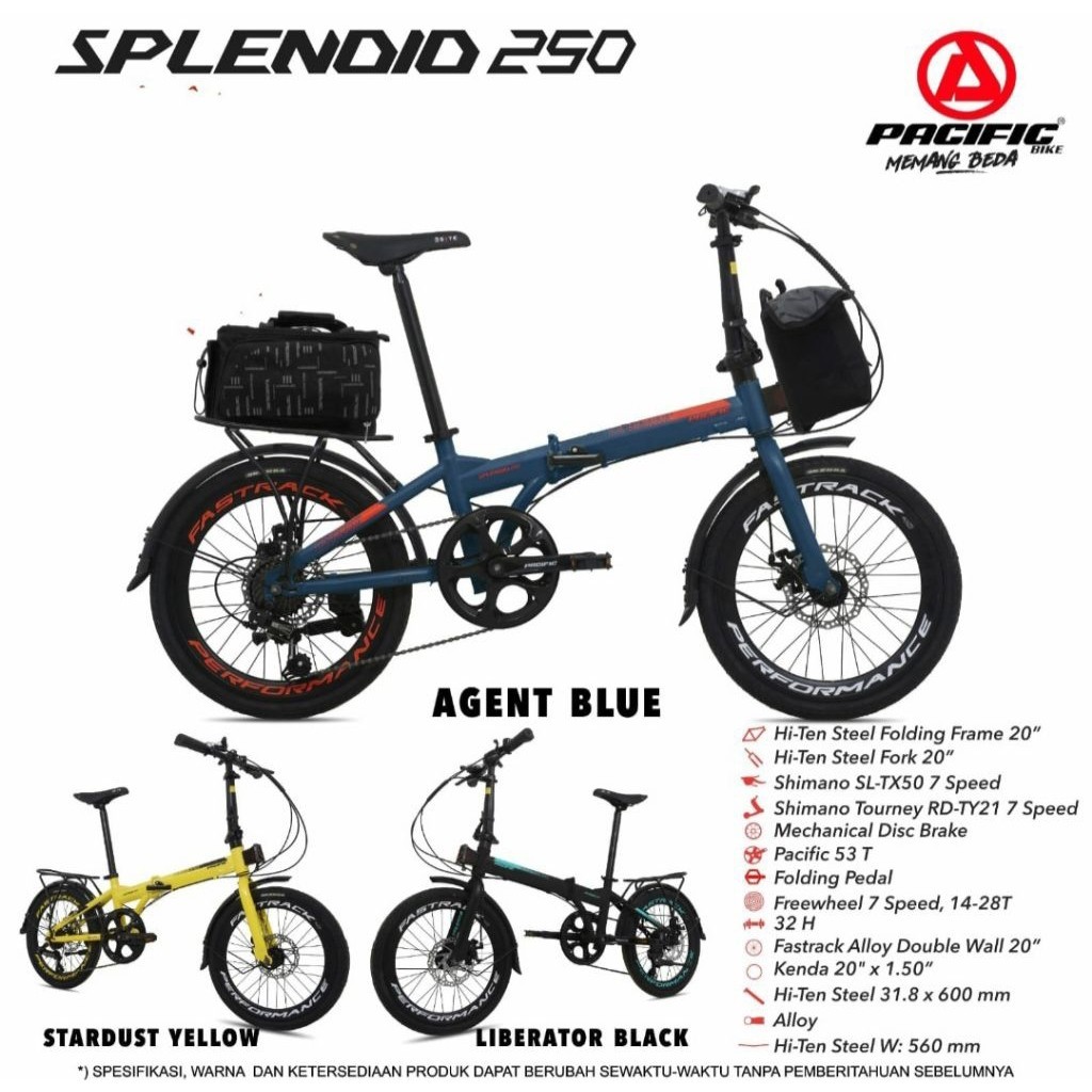 SEPEDA LIPAT PACIFIC SPLENDID 250 SHIMANO 7SPEED 20 INCH NEW PROMO TERBATAS