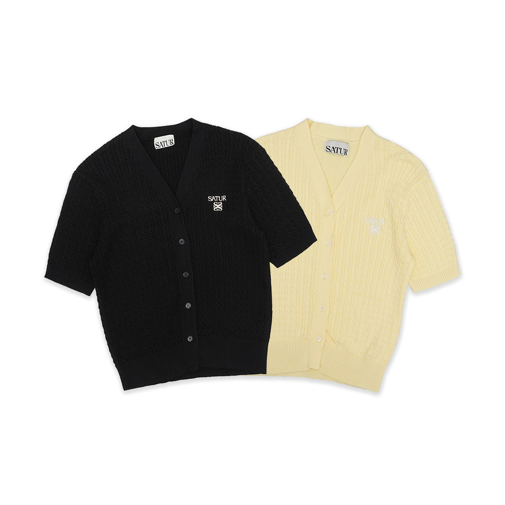 SATUR Cable Knit Half Cardigan