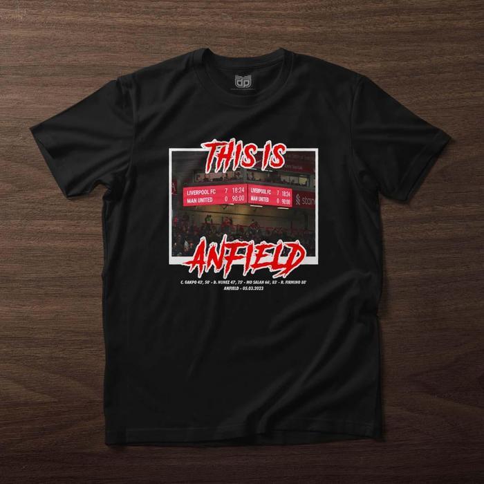 (COD) Kaos Liverpool VS MU 7-0 Premium Cotton Combed Distro Kain - HITAM, S