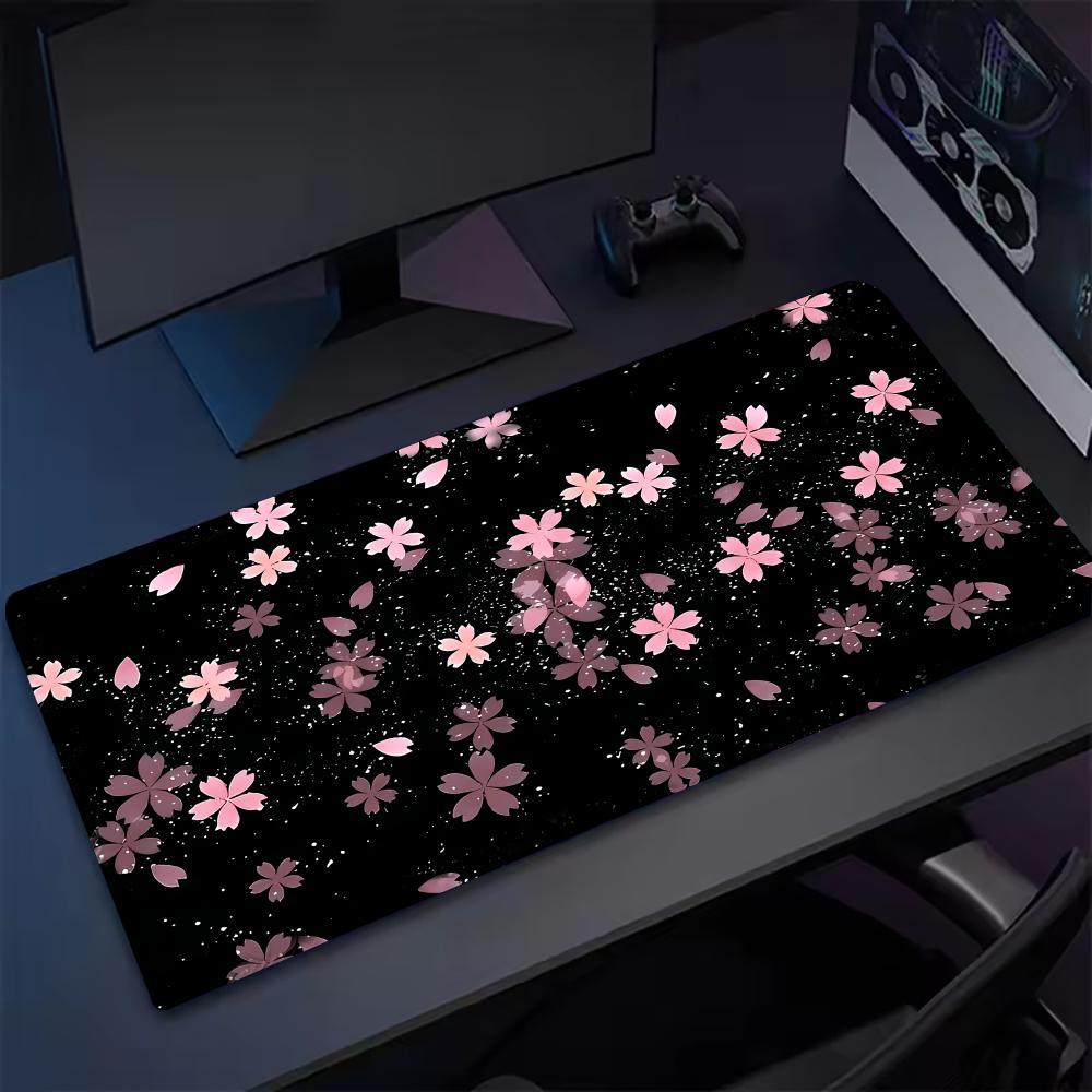 Black Pink Flower monitor Mouse Pad Large mouse MousePad XXL Gaming flash-sale Rubber Lock Desk Mat 