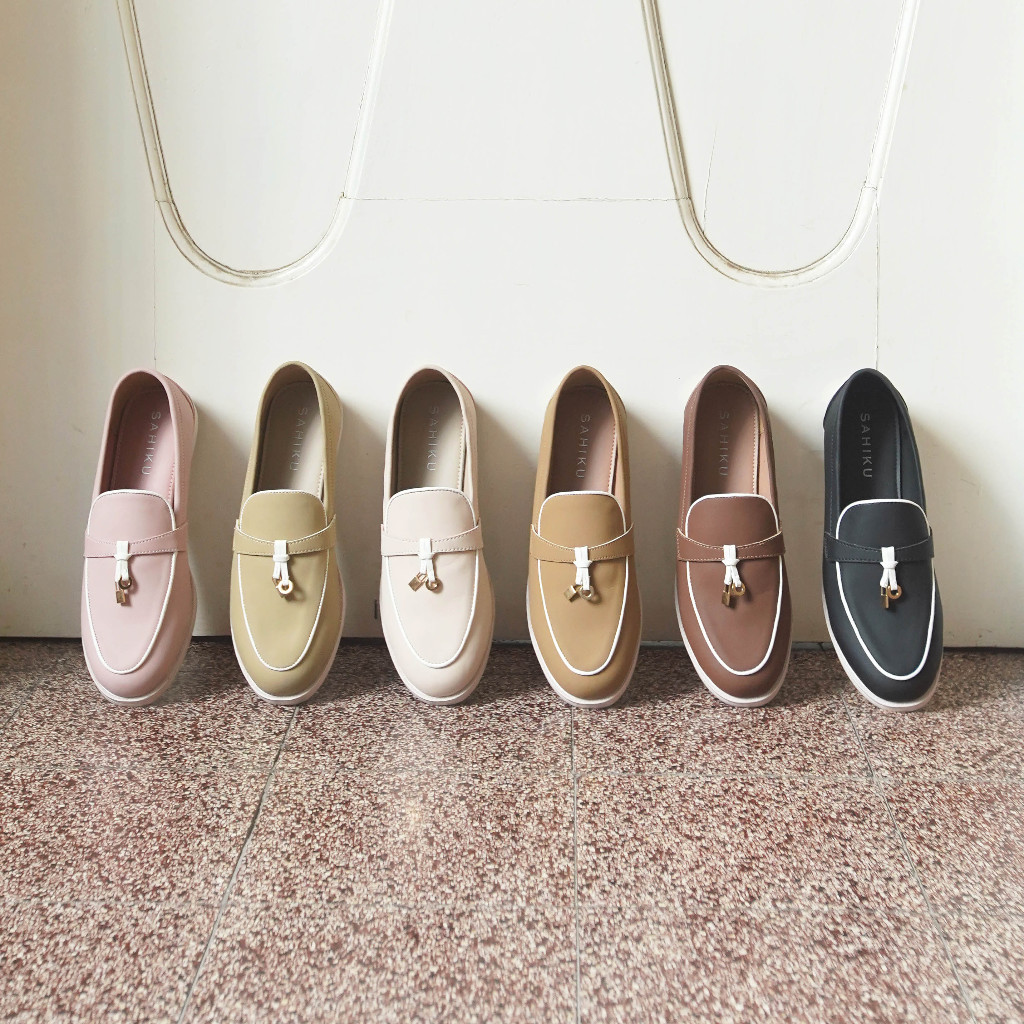 SAHIKU - Olivier Loafers Sepatu Natal Wanita Daily Shoes Woman Flatshoes Casual Ringan Anti Slip