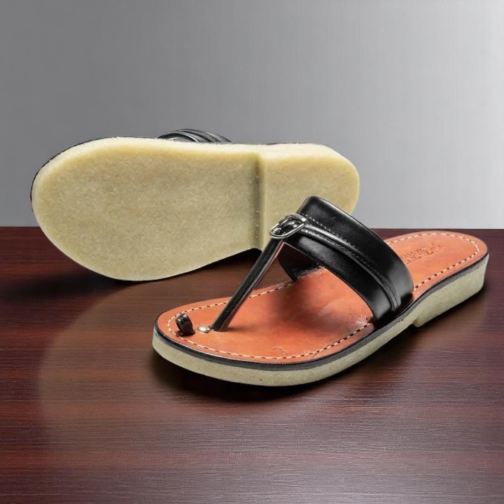 Sandal Tarumpah Kulit Sol Karet Mentah Nonslip Yoenkoe Tasik Warna Coklat Tarumpah Elegan Dan Mewah