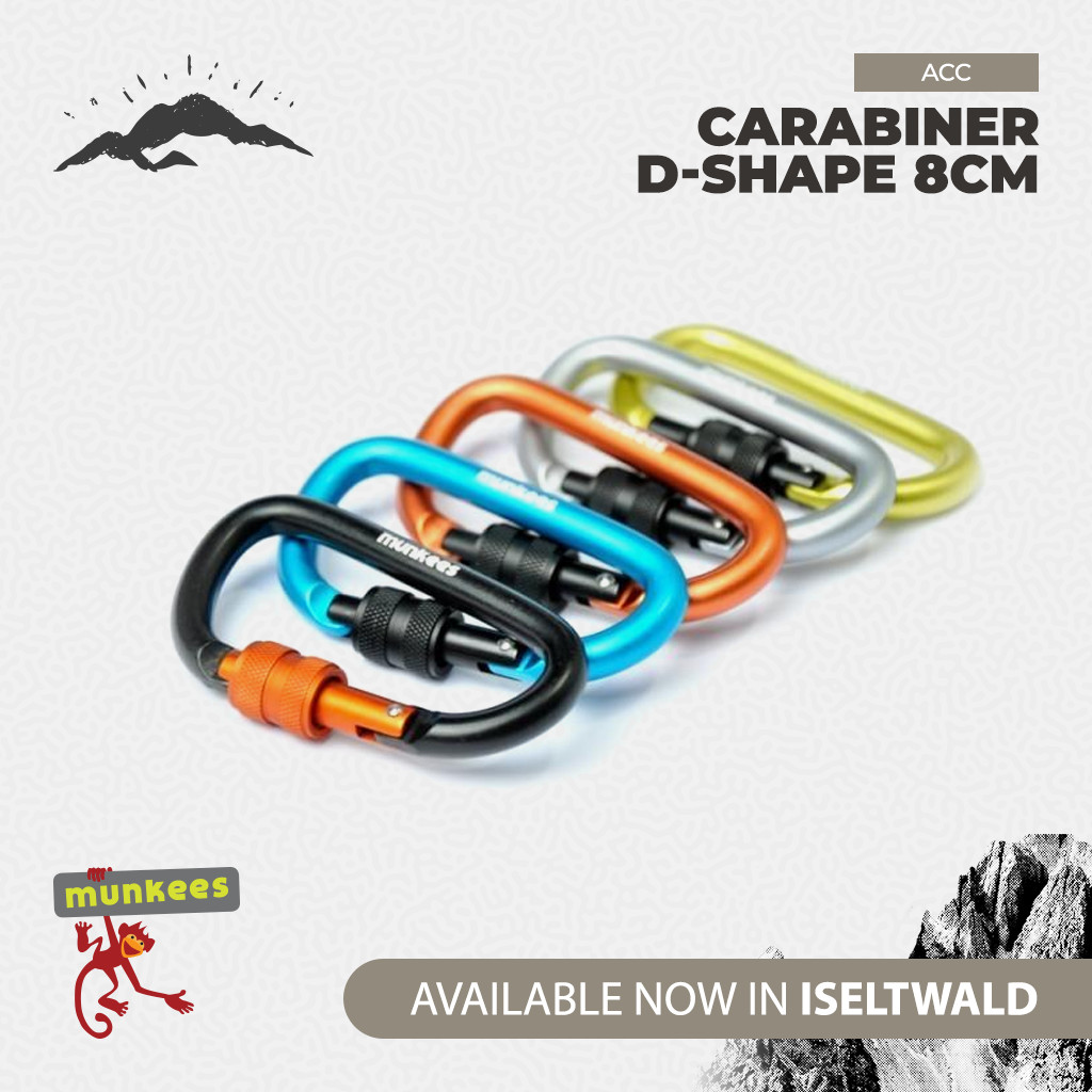 Munkees Premium Carabiner D-Shape 8cm With Screw Lock Motif 3248