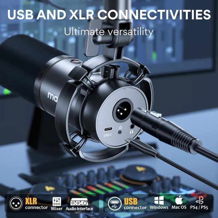 MAONO PD200X RGB Dynamic Microphone USB XLR Dual Mode Mikrofon Gaming Podcast Live Streaming dan Rec
