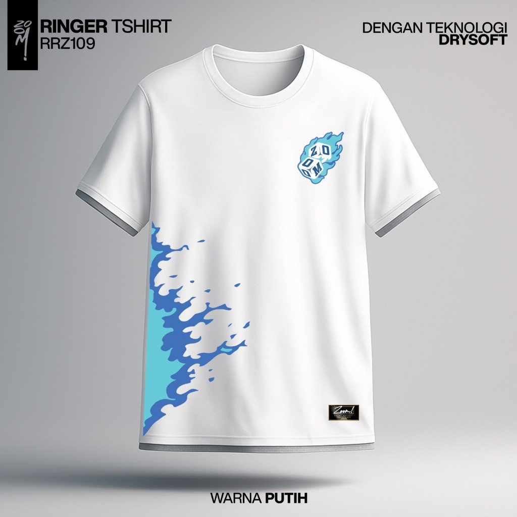 Zoomi Kaos Ringer List RRZ109 Zoomi Fire Ringer Premium Katun 24s Tebal Lembut–Fashion Harian Simple