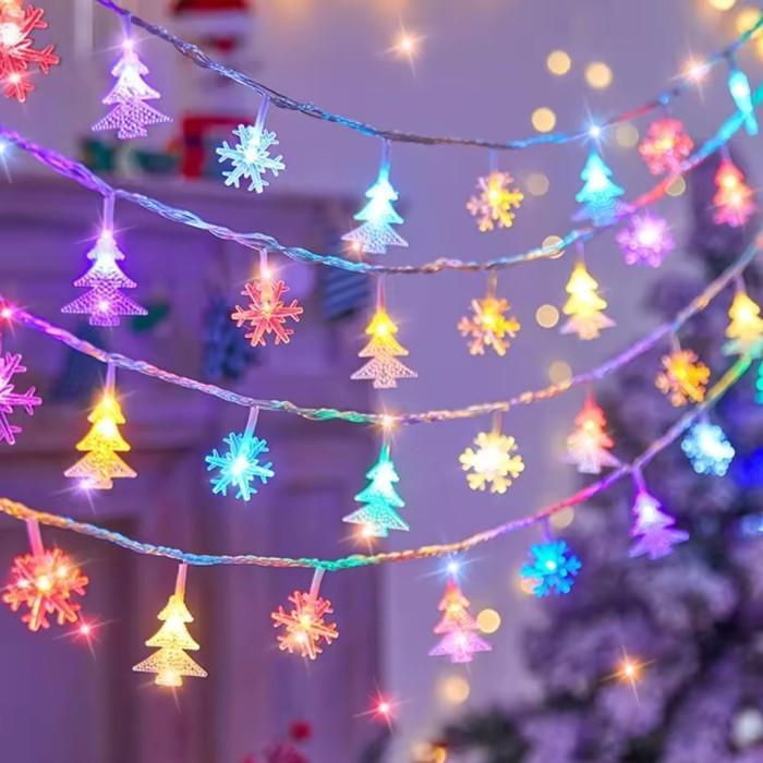6782 Lampu Tumblr LED Snowflake Battery / Lampu LED  pohon natal 3 Meter - Snow pohon Mix [terlaris]