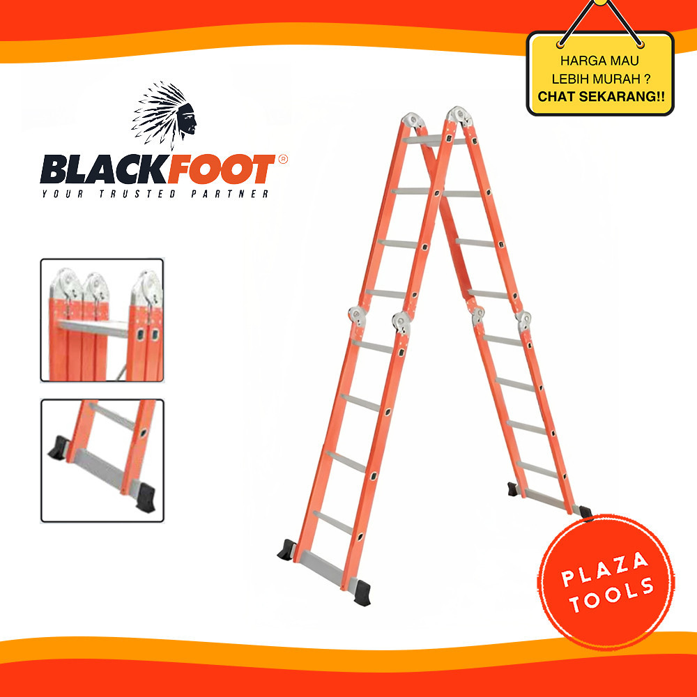 Tangga Lipat Aluminium Blackfoot 4x6 / 6.9 Meter Tangga MultiFungsi
