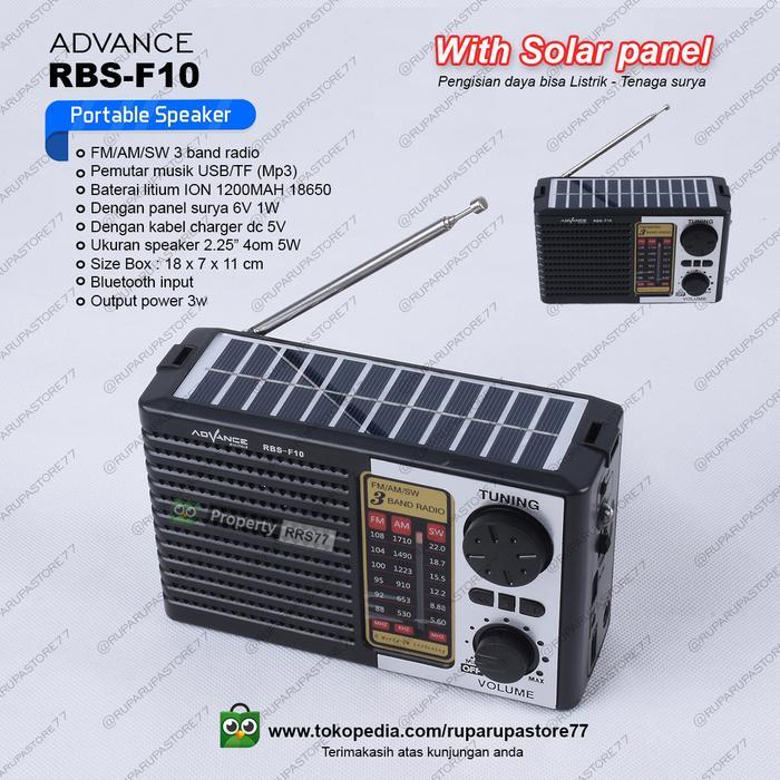 Radio mini speaker mp3 Advance solar panel AC/DC tenaga surya RBS F10